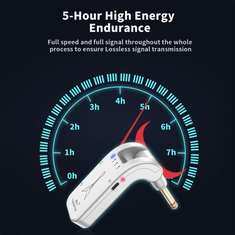 Musical Effects |   WS-1 2.4GHz Wireless Guitar System Rechargeable Audio Transmitter and Receiver Silver Musical Effects Musical Effects