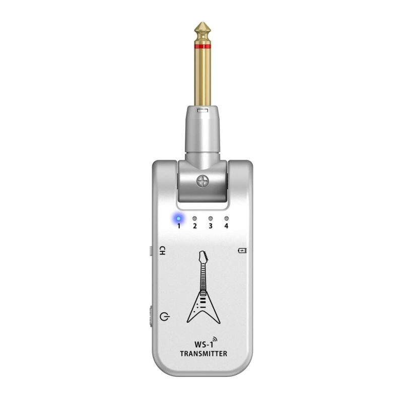 Musical Effects |   WS-1 2.4GHz Wireless Guitar System Rechargeable Audio Transmitter and Receiver Silver Musical Effects Musical Effects