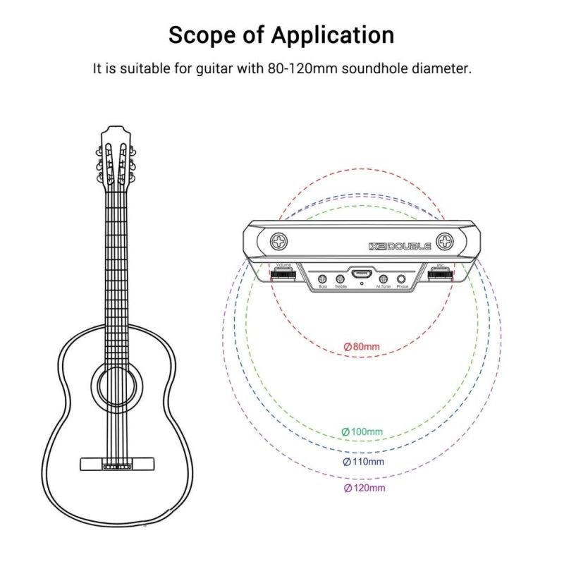 Musical Effects |   X0 Guitar Pickup Preamp Soundhole Pickup Black Musical Effects Black