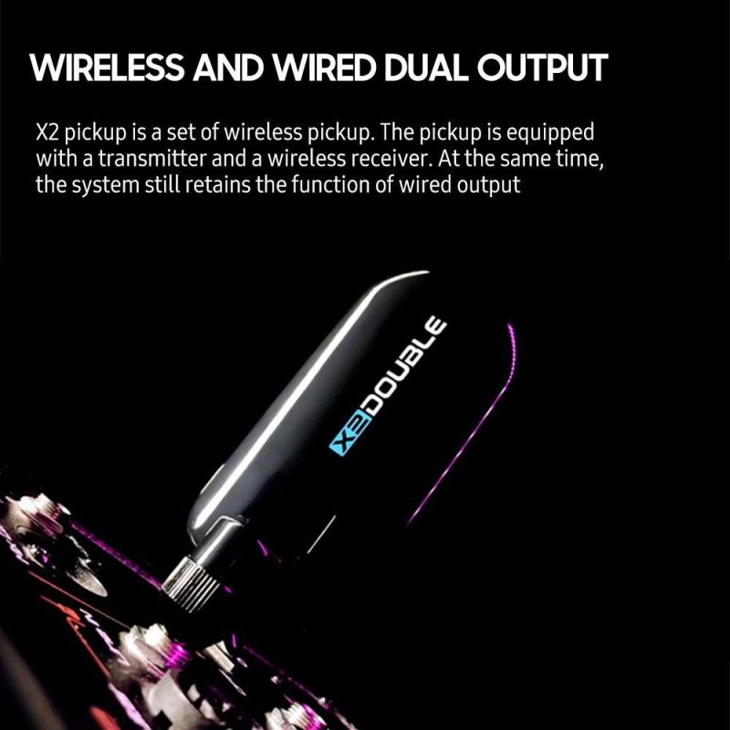 Musical Effects |   X2 Guitar Wireless Pickup Rechargeable Wireless & Wired Acoustic Guitar Pickup System Black Musical Effects Black