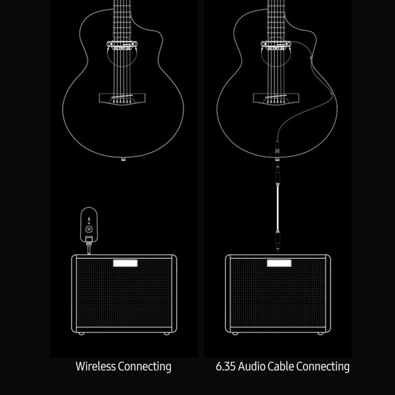 Musical Effects |   X2 Guitar Wireless Pickup Rechargeable Wireless & Wired Acoustic Guitar Pickup System Black Musical Effects Black