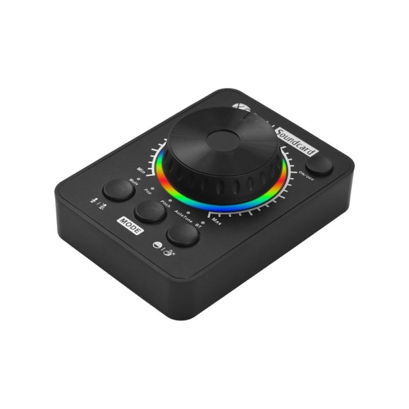 Musical Effects |   X5 Professional Live Streaming External Sound Card for PC, Phones, and Laptops, with BT Music Input Accompaniment and USB Multimedia Volume Knob Black Musical Effects Black