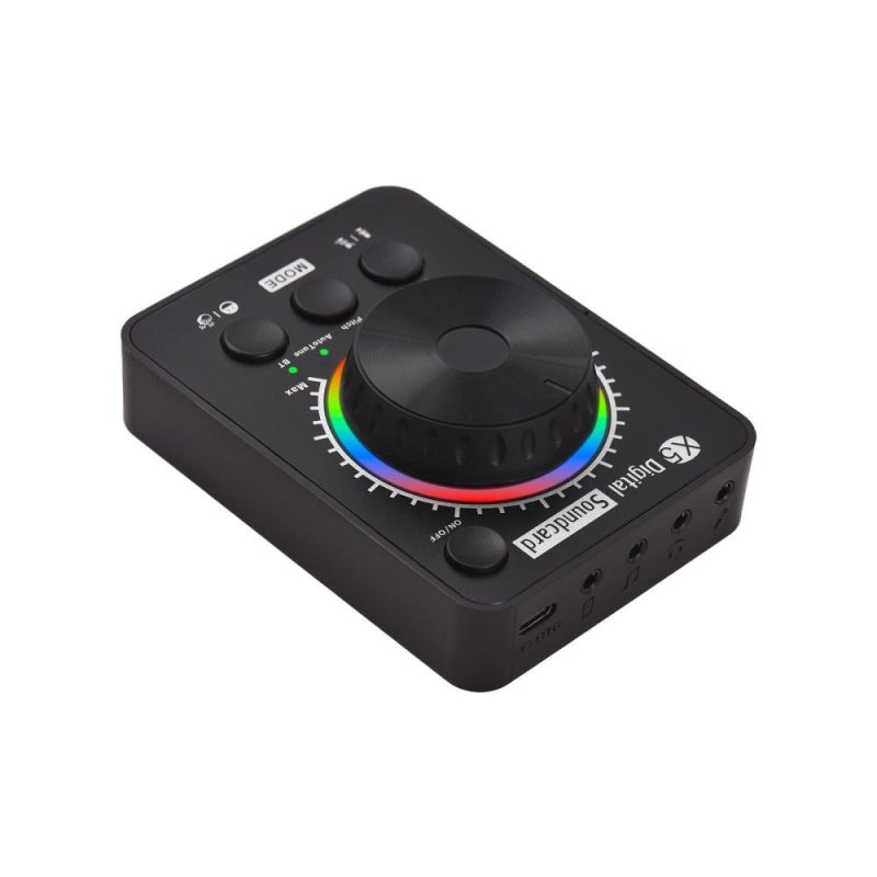 Musical Effects |   X5 Professional Live Streaming External Sound Card for PC, Phones, and Laptops, with BT Music Input Accompaniment and USB Multimedia Volume Knob Black Musical Effects Black