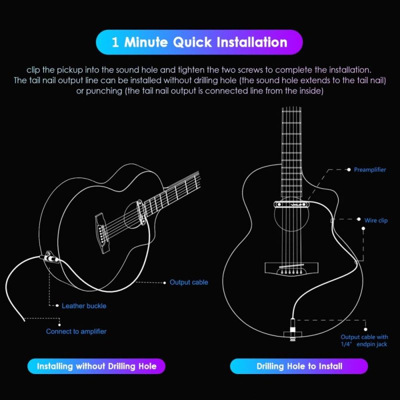 Musical Effects |   Y1 Guitar Pickup Wireless Acoustic Guitar Pickup System Blue Musical Effects Blue