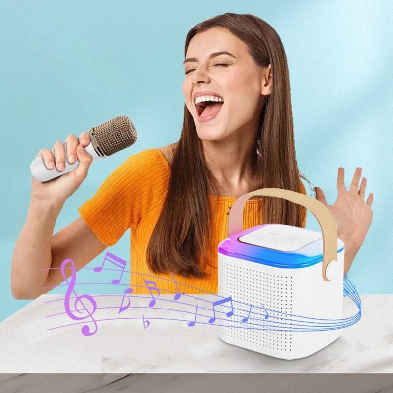 Musical Effects |   Y1 Mini Karaoke Machine Portable Microphone & Sound Box Set White Musical Effects Musical Effects