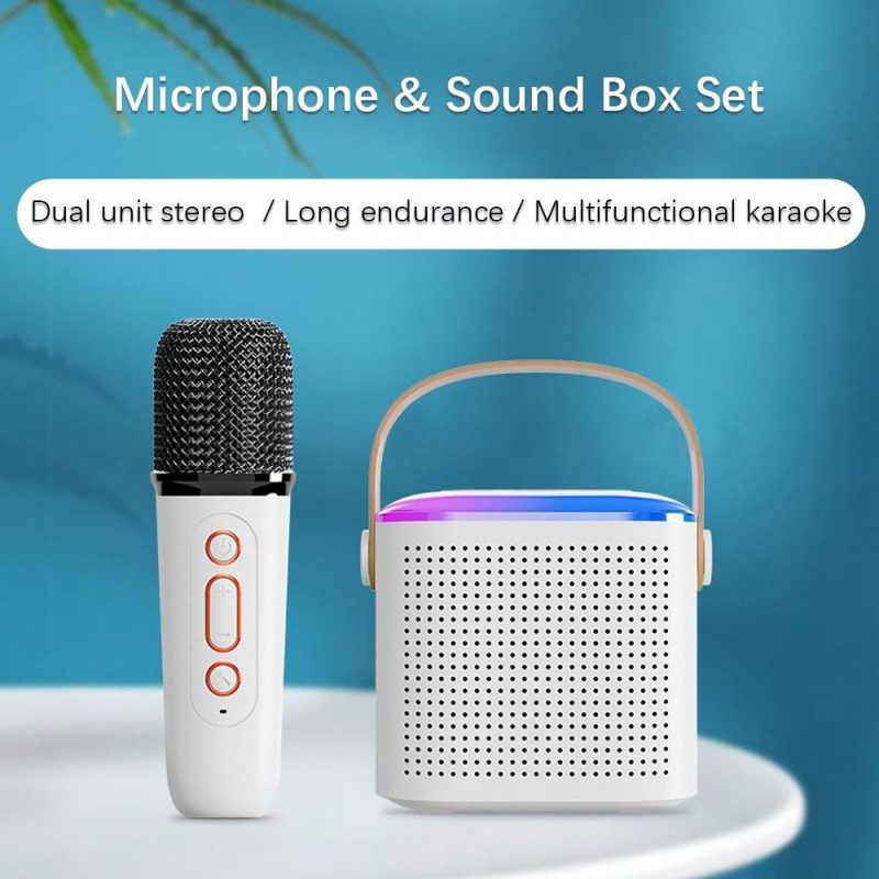 Musical Effects |   Y1 Mini Karaoke Machine Portable Microphone & Sound Box Set White Musical Effects Musical Effects