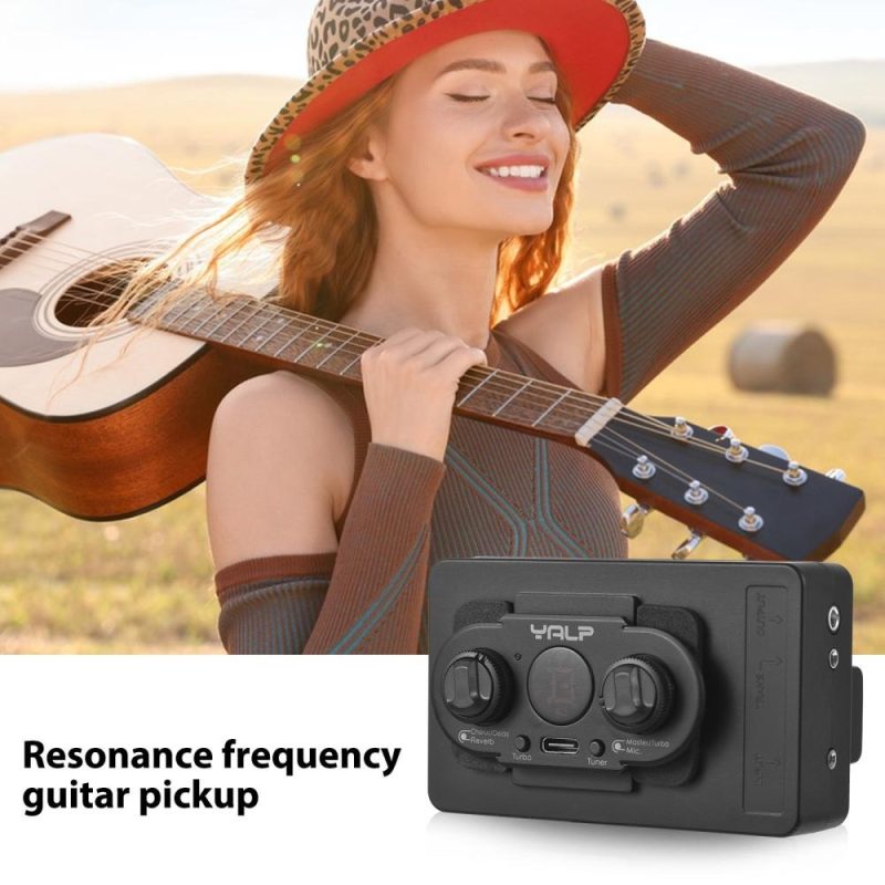 Musical Effects |   Y11 Guitar Pickups 3 DSP Effects Audio Vibration Sound Pickups with Same Frequency and Vibration Pickups Black Musical Effects Black