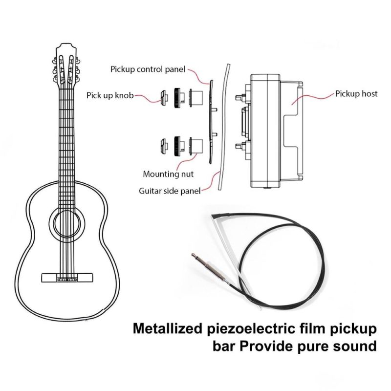 Musical Effects |   Y11 Guitar Pickups 3 DSP Effects Audio Vibration Sound Pickups with Same Frequency and Vibration Pickups Black Musical Effects Black