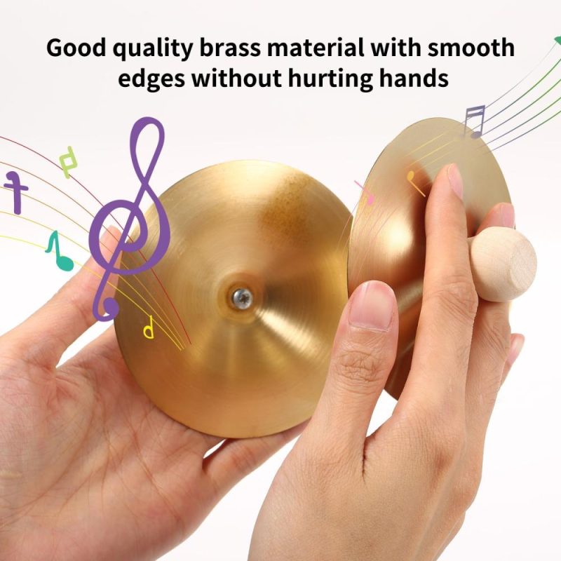 Others |   1 Pair Finger Cymbals with Wooden Handle 3.5-inch Mini Finger Cymbals Musical Instruments Others