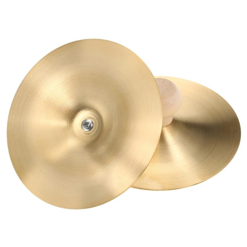 Others |   1 Pair Finger Cymbals with Wooden Handle 3.5-inch Mini Finger Cymbals Musical Instruments Others