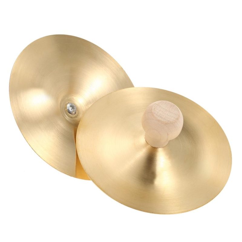 Others |   1 Pair Finger Cymbals with Wooden Handle 3.5-inch Mini Finger Cymbals Musical Instruments Others