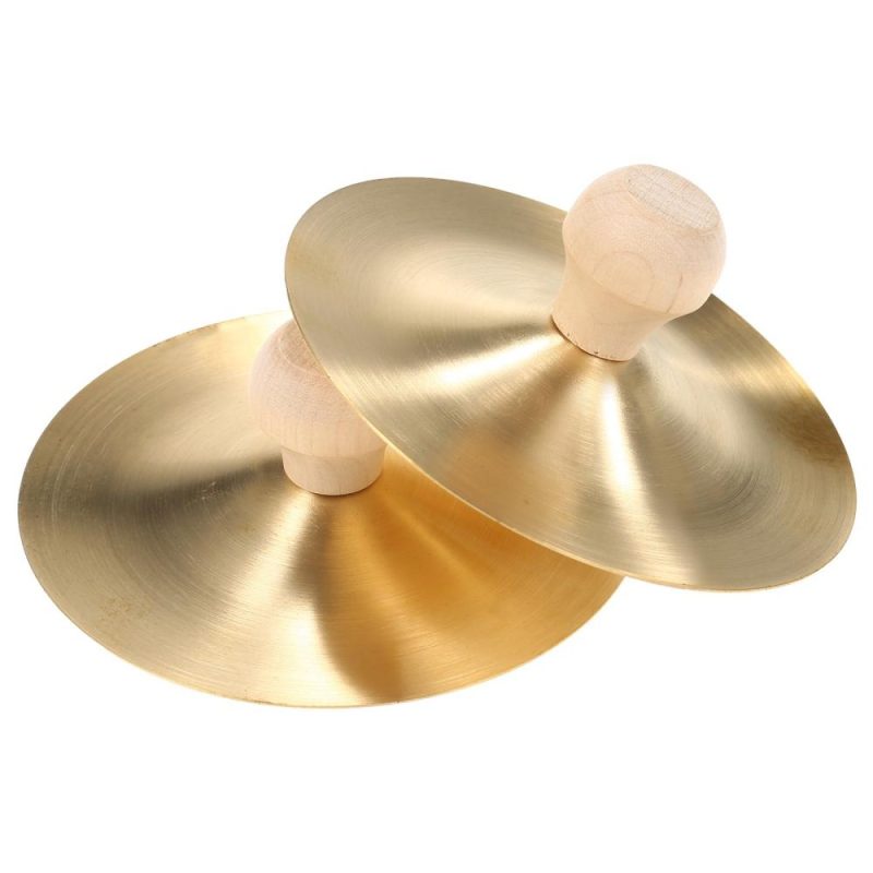 Others |   1 Pair Finger Cymbals with Wooden Handle 3.5-inch Mini Finger Cymbals Musical Instruments Others