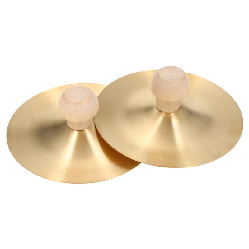 Others |   1 Pair Finger Cymbals with Wooden Handle 3.5-inch Mini Finger Cymbals Musical Instruments Others