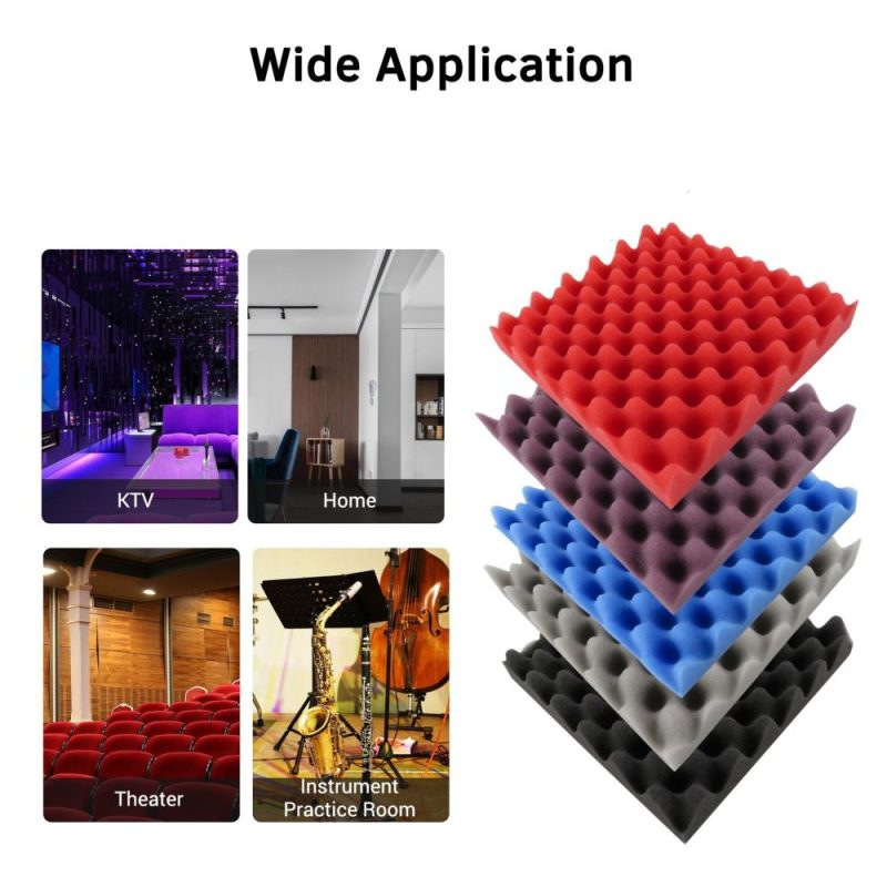 Others |   12PCS 30 * 30 * 5cm Acoustic Foam Panels Egg Foam Pad Sound Isolation Foam for Home Studio Theater KTV Black Musical Instruments Black