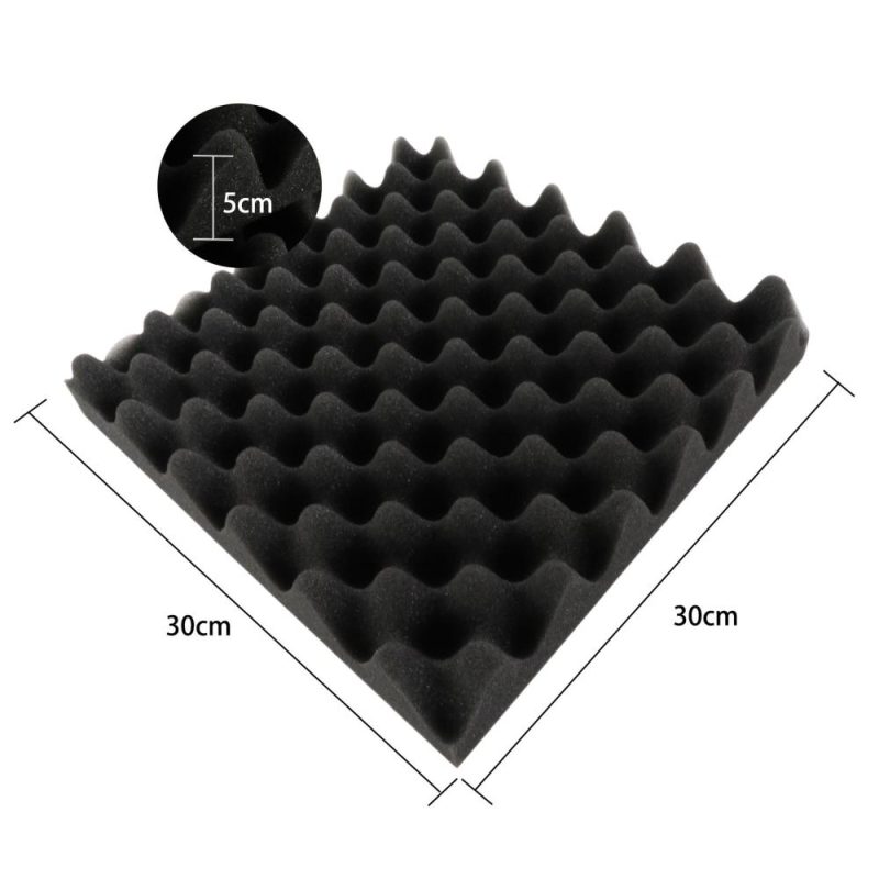 Others |   12PCS 30 * 30 * 5cm Acoustic Foam Panels Egg Foam Pad Sound Isolation Foam for Home Studio Theater KTV Black Musical Instruments Black