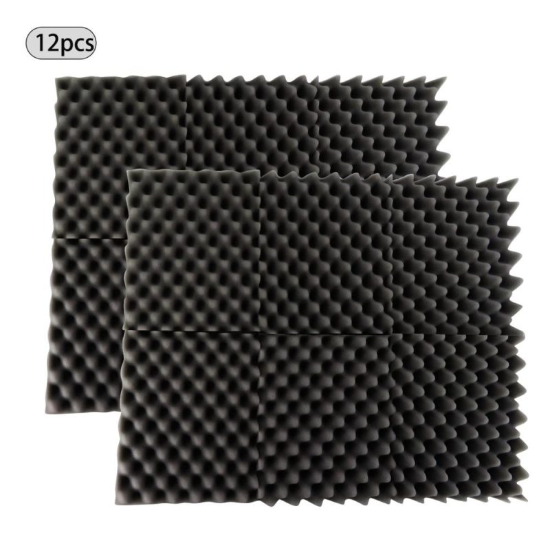 Others |   12PCS 30 * 30 * 5cm Acoustic Foam Panels Egg Foam Pad Sound Isolation Foam for Home Studio Theater KTV Black Musical Instruments Black