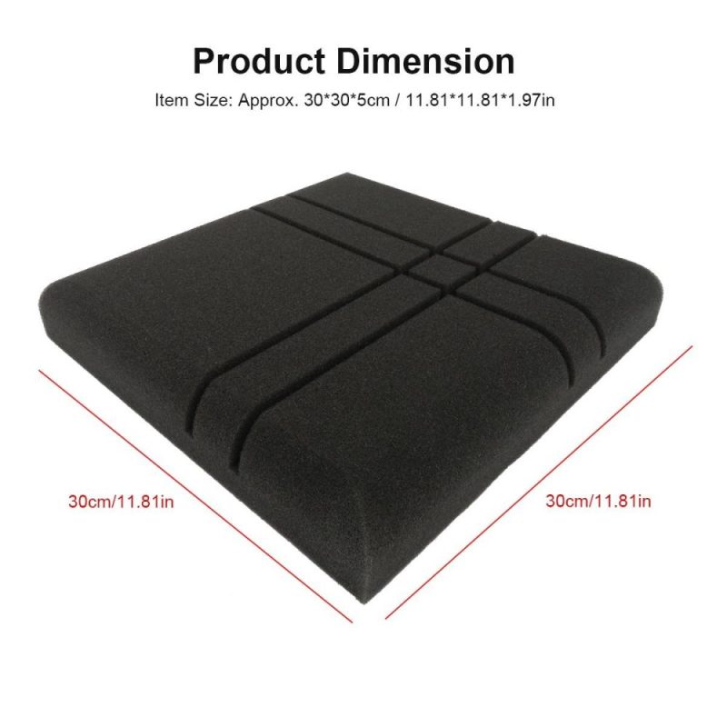 Others |   12Pcs Fiber Acoustic Panels High Density Acoustic Treatment Foam Cross-Line Sound Absorbing Board Soundproof Foam Sound Insulation Board for Acoustic Treatment Wall Decoration 30*30*5CM Red Black Musical Instruments Black