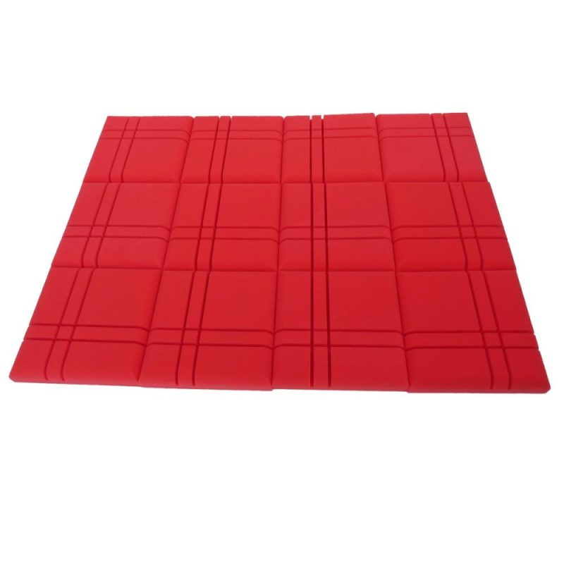 Others |   12Pcs Fiber Acoustic Panels High Density Acoustic Treatment Foam Cross-Line Sound Absorbing Board Soundproof Foam Sound Insulation Board for Acoustic Treatment Wall Decoration 30*30*5CM Red Red Musical Instruments Others