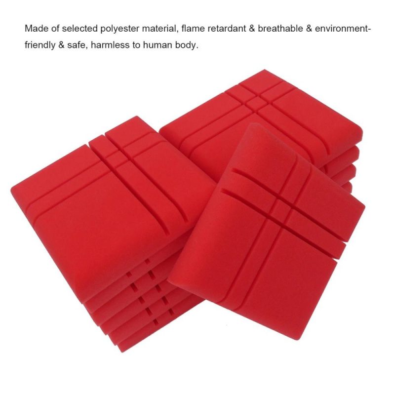 Others |   12Pcs Fiber Acoustic Panels High Density Acoustic Treatment Foam Cross-Line Sound Absorbing Board Soundproof Foam Sound Insulation Board for Acoustic Treatment Wall Decoration 30*30*5CM Red Red Musical Instruments Others