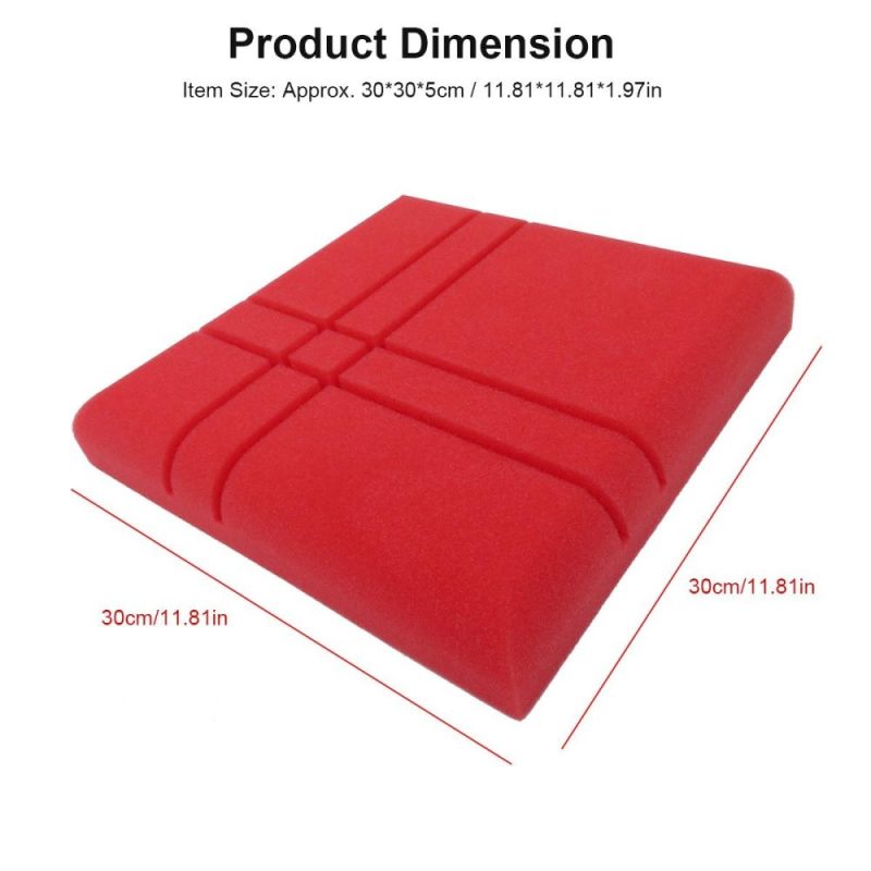 Others |   12Pcs Fiber Acoustic Panels High Density Acoustic Treatment Foam Cross-Line Sound Absorbing Board Soundproof Foam Sound Insulation Board for Acoustic Treatment Wall Decoration 30*30*5CM Red Red Musical Instruments Others