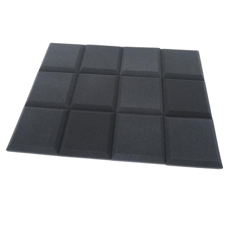 Others |   12Pcs Fiber Acoustic Panels High Density Acoustic Treatment Foam Sound Absorbing Board Soundproof Foam Sound Insulation Board for Acoustic Treatment Wall Decoration 30*30*5CM Grey Black Musical Instruments Black