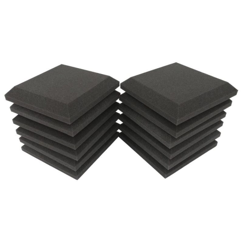 Others |   12Pcs Fiber Acoustic Panels High Density Acoustic Treatment Foam Sound Absorbing Board Soundproof Foam Sound Insulation Board for Acoustic Treatment Wall Decoration 30*30*5CM Grey Black Musical Instruments Black