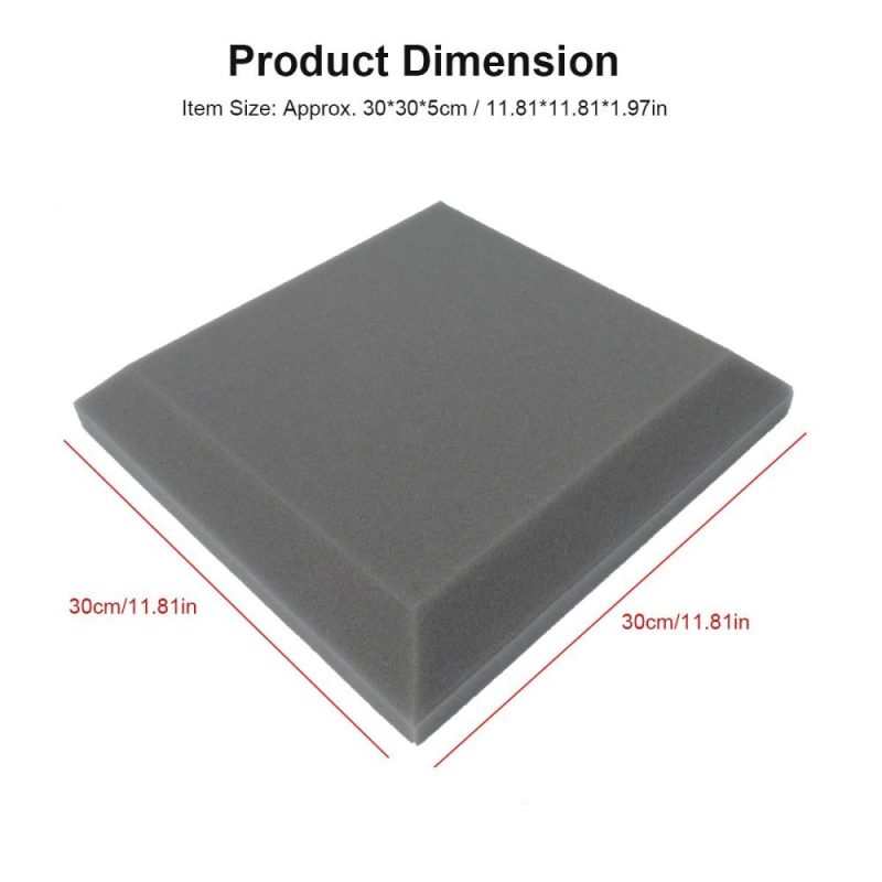 Others |   12Pcs Fiber Acoustic Panels High Density Acoustic Treatment Foam Sound Absorbing Board Soundproof Foam Sound Insulation Board for Acoustic Treatment Wall Decoration 30*30*5CM Grey Grey Musical Instruments Grey