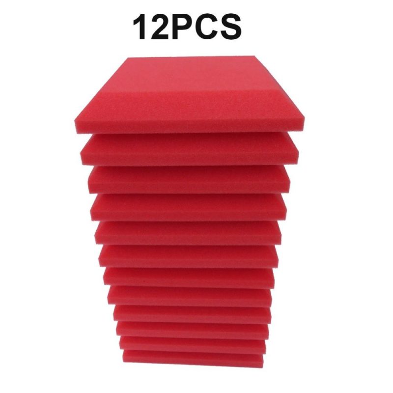 Others |   12Pcs Fiber Acoustic Panels High Density Acoustic Treatment Foam Sound Absorbing Board Soundproof Foam Sound Insulation Board for Acoustic Treatment Wall Decoration 30*30*5CM Grey Red Musical Instruments Others