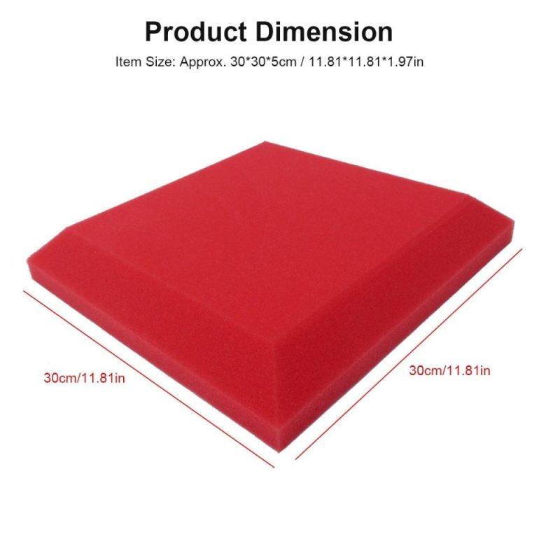 Others |   12Pcs Fiber Acoustic Panels High Density Acoustic Treatment Foam Sound Absorbing Board Soundproof Foam Sound Insulation Board for Acoustic Treatment Wall Decoration 30*30*5CM Grey Red Musical Instruments Others