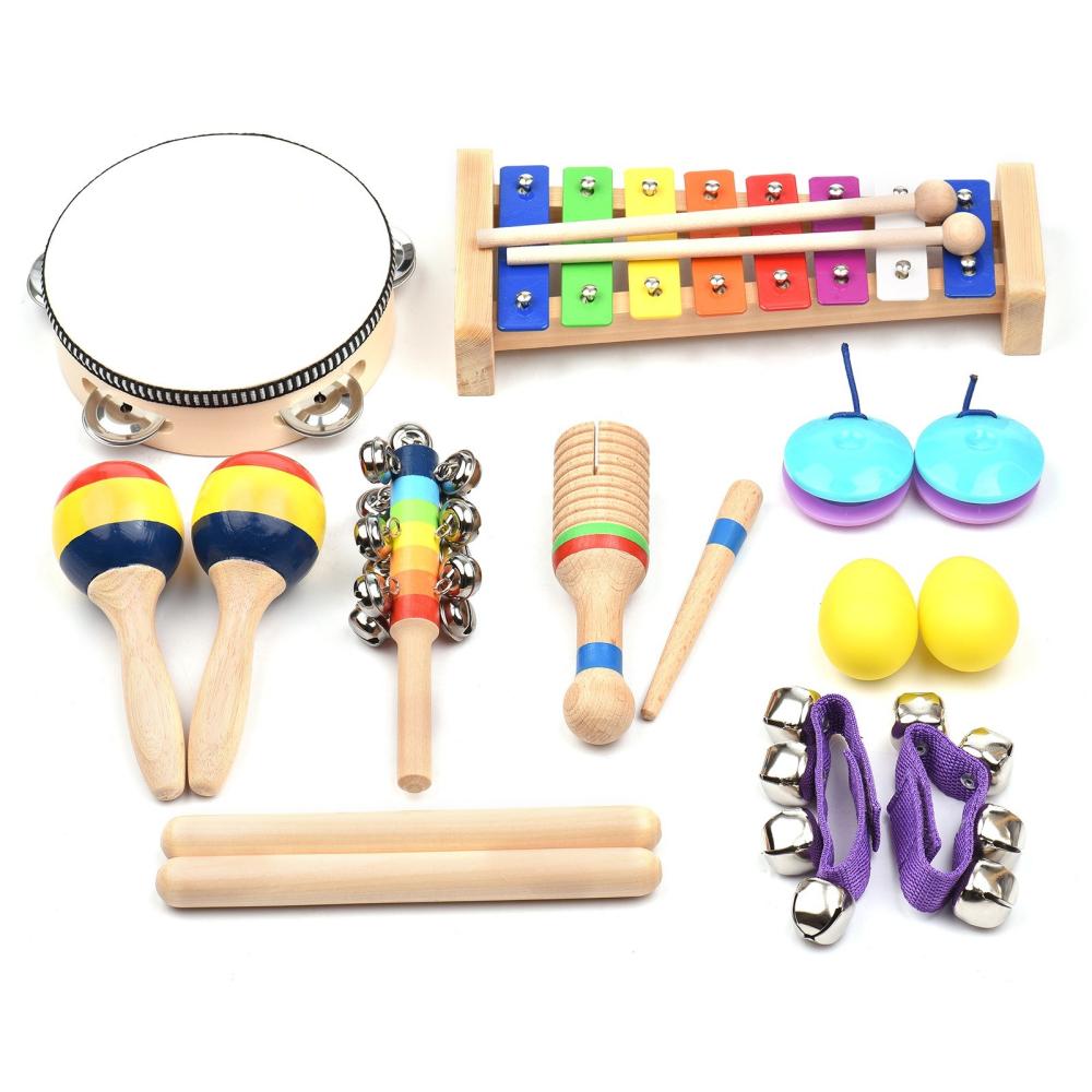 Others |   13 PCS Kids Musical Instruments Toys with Carry Bag Colorful Wooden Percussion Instruments Colorful Musical Instruments Colorful