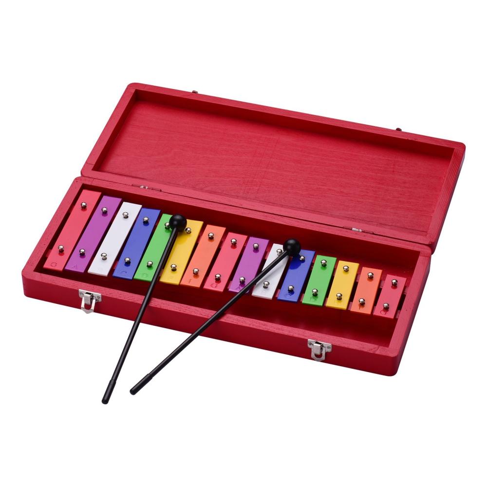 Others |   15 Keys Glockenspiel Xylophone Colorful Early Educational Musical Percussion Instrument with Case Mallets for Music Sense Development Red Musical Instruments Others