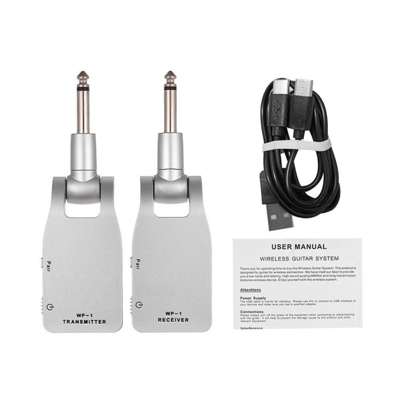 Others |   2.4G Wireless Guitar System Transmitter & Receiver Silver Musical Instruments Others