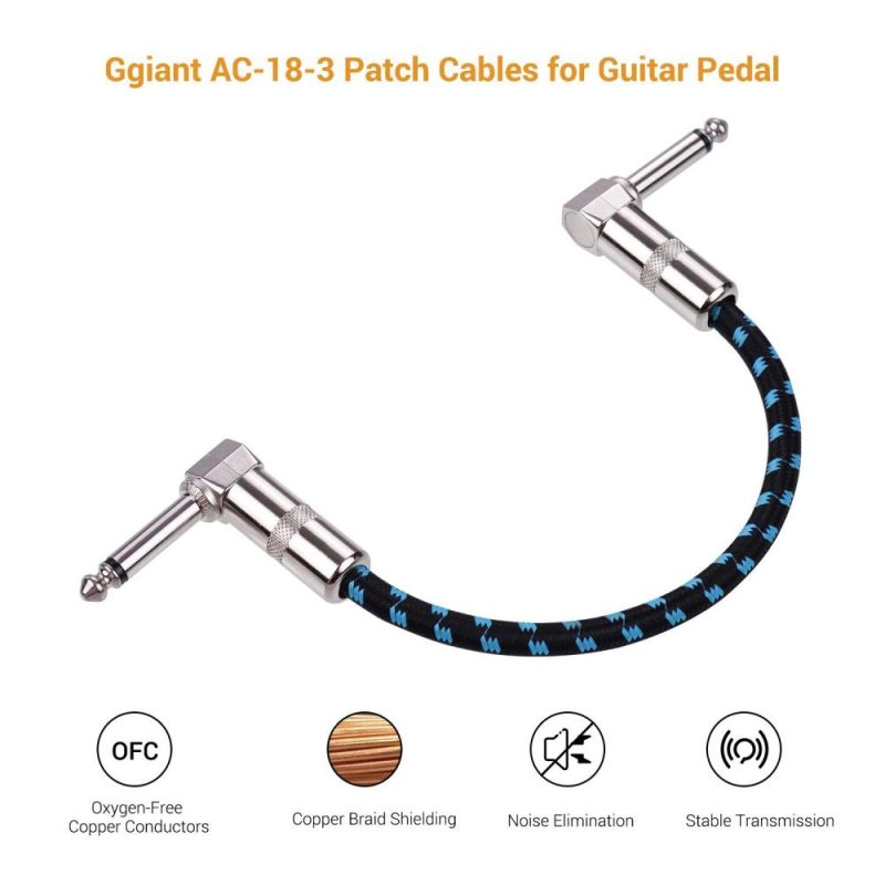 Others |   AC-18-3 Guitar Pedal Patch Cables 6 Inch Length Coxial Cable Black &Blue Musical Instruments Black &Blue