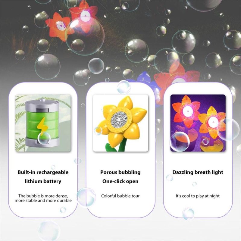 Others |   Bubble Machine with Sound Lamp Vertical Bubble Maker for Birthday Outdoor Wedding Christmas Party Yellow Musical Instruments Others