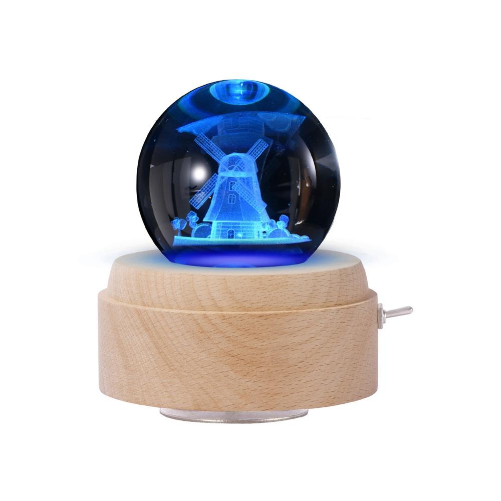 Others |   Crystal Ball Music Box Rotating Luminous LED Light Box Musical Instruments Others