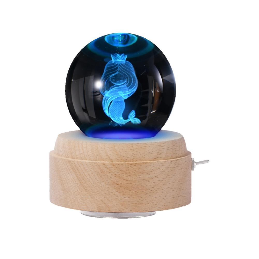 Others |   Crystal Ball Music Box Rotating Luminous LED Light Box Musical Instruments Others