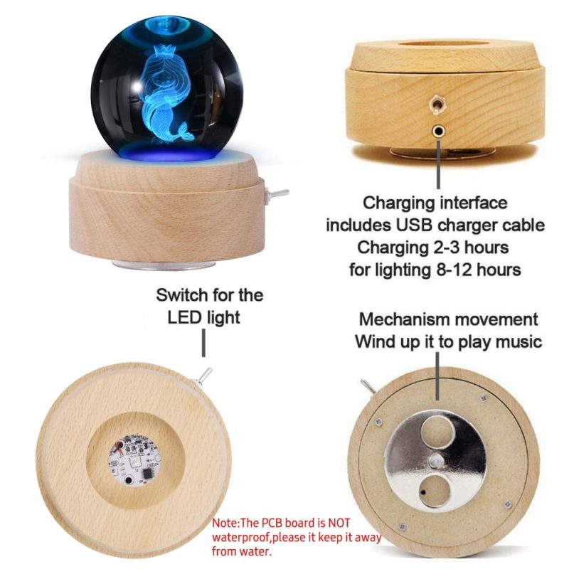 Others |   Crystal Ball Music Box Rotating Luminous LED Light Box Musical Instruments Others