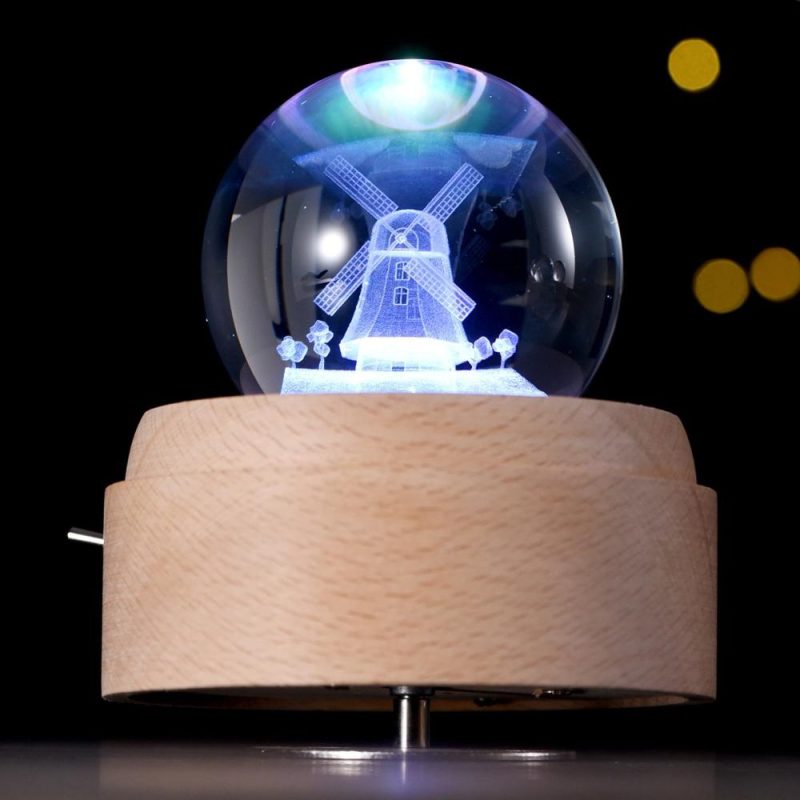 Others |   Crystal Ball Music Box Rotating Luminous LED Light Box Musical Instruments Others