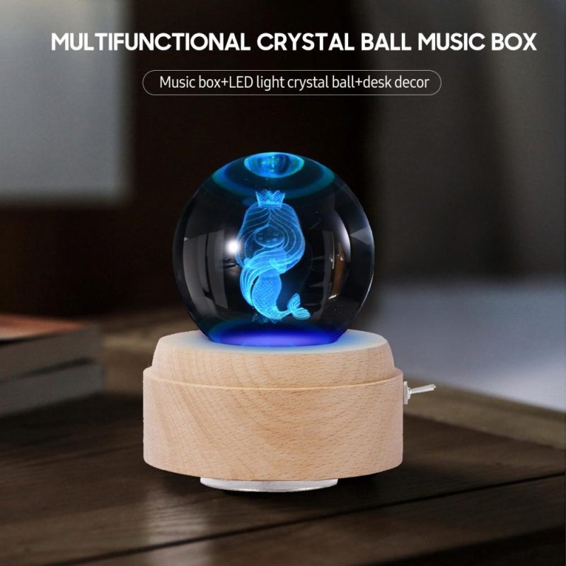 Others |   Crystal Ball Music Box Rotating Luminous LED Light Box Musical Instruments Others