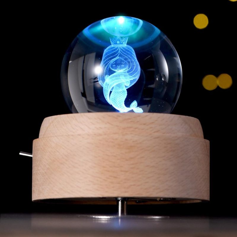 Others |   Crystal Ball Music Box Rotating Luminous LED Light Box Musical Instruments Others