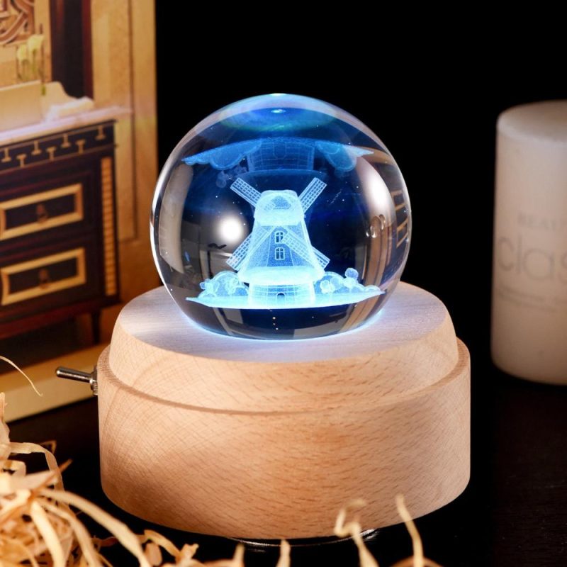 Others |   Crystal Ball Music Box Rotating Luminous LED Light Box Musical Instruments Others