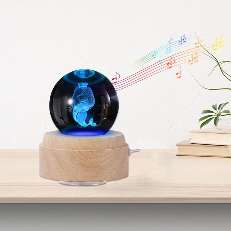 Others |   Crystal Ball Music Box Rotating Luminous LED Light Box Musical Instruments Others