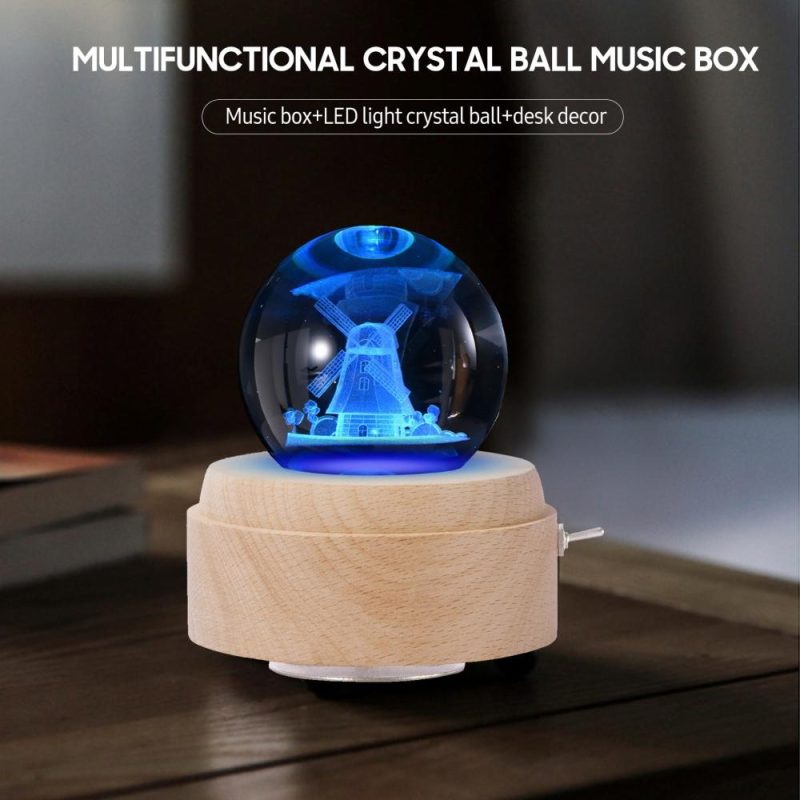 Others |   Crystal Ball Music Box Rotating Luminous LED Light Box Musical Instruments Others