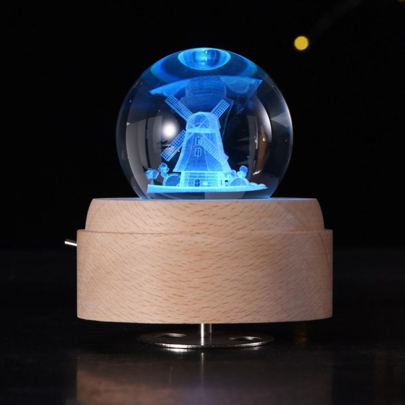 Others |   Crystal Ball Music Box Rotating Luminous LED Light Box Musical Instruments Others