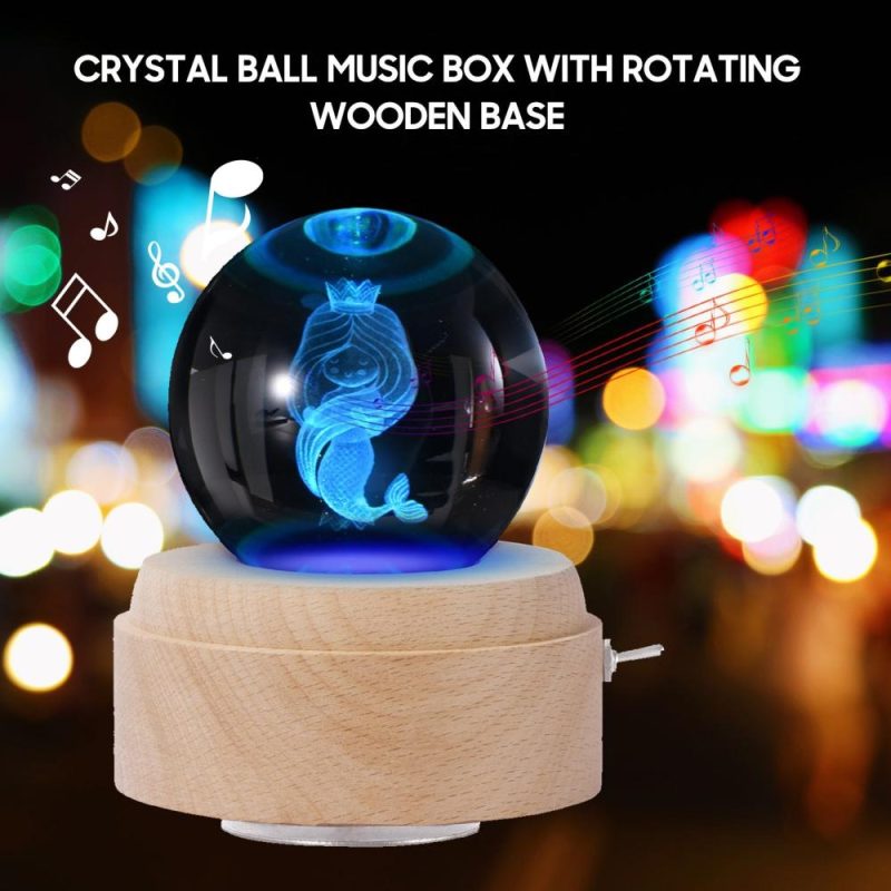 Others |   Crystal Ball Music Box Rotating Luminous LED Light Box Musical Instruments Others