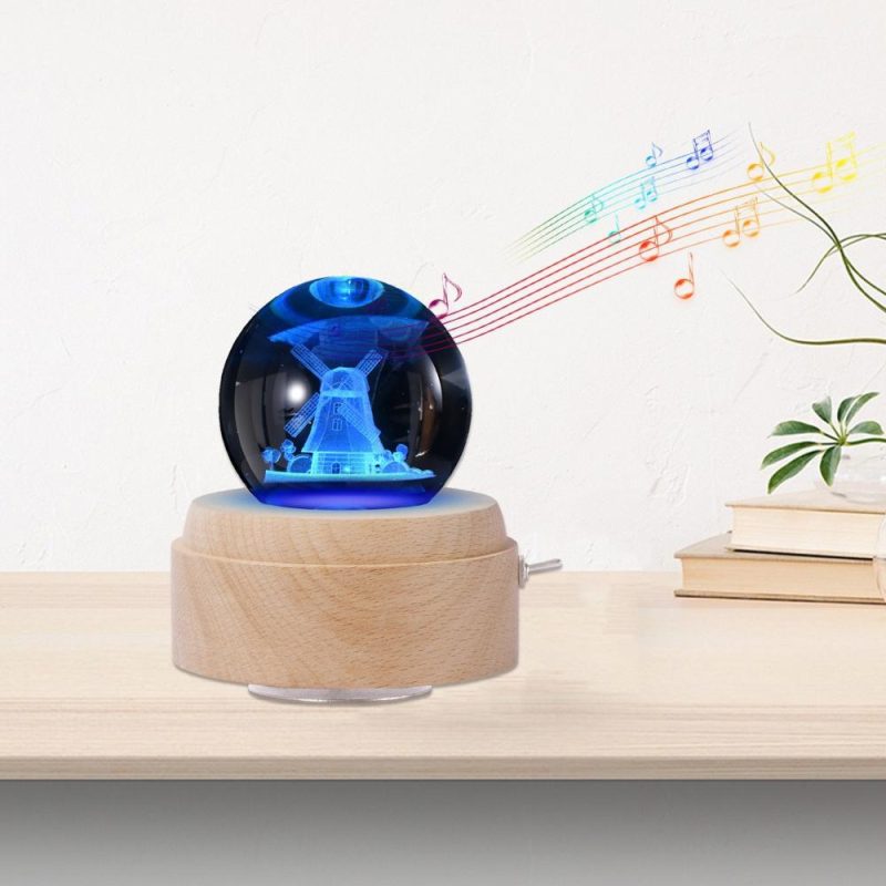 Others |   Crystal Ball Music Box Rotating Luminous LED Light Box Musical Instruments Others