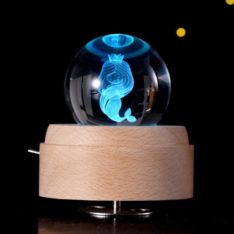 Others |   Crystal Ball Music Box Rotating Luminous LED Light Box Musical Instruments Others