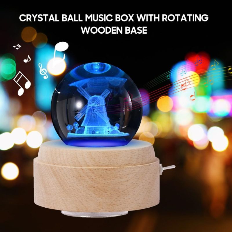 Others |   Crystal Ball Music Box Rotating Luminous LED Light Box Musical Instruments Others