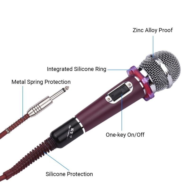 Others |   Dynamic Handheld Cardioid Condenser Microphone Wired Mic 4.5m/15ft Cable 6.35mm Plug for Music Singing Karaoke Stage Live Performance Red Musical Instruments Others