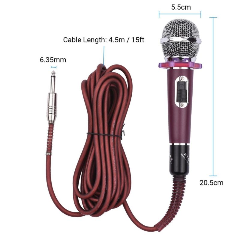 Others |   Dynamic Handheld Cardioid Condenser Microphone Wired Mic 4.5m/15ft Cable 6.35mm Plug for Music Singing Karaoke Stage Live Performance Red Musical Instruments Others